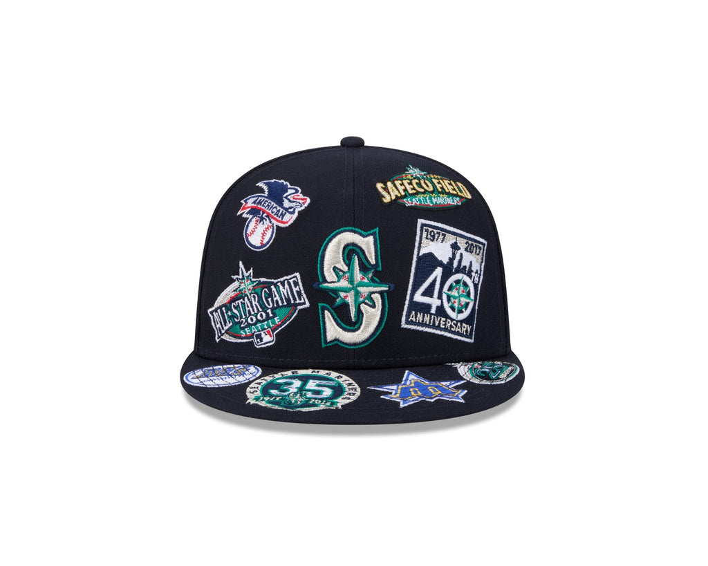 Seattle Mariners MLB All Over Patch 59FIFTY Fitted New Era Official Team Hat Sports Fan Cap Official NFL Team Hat Football Fan Cap