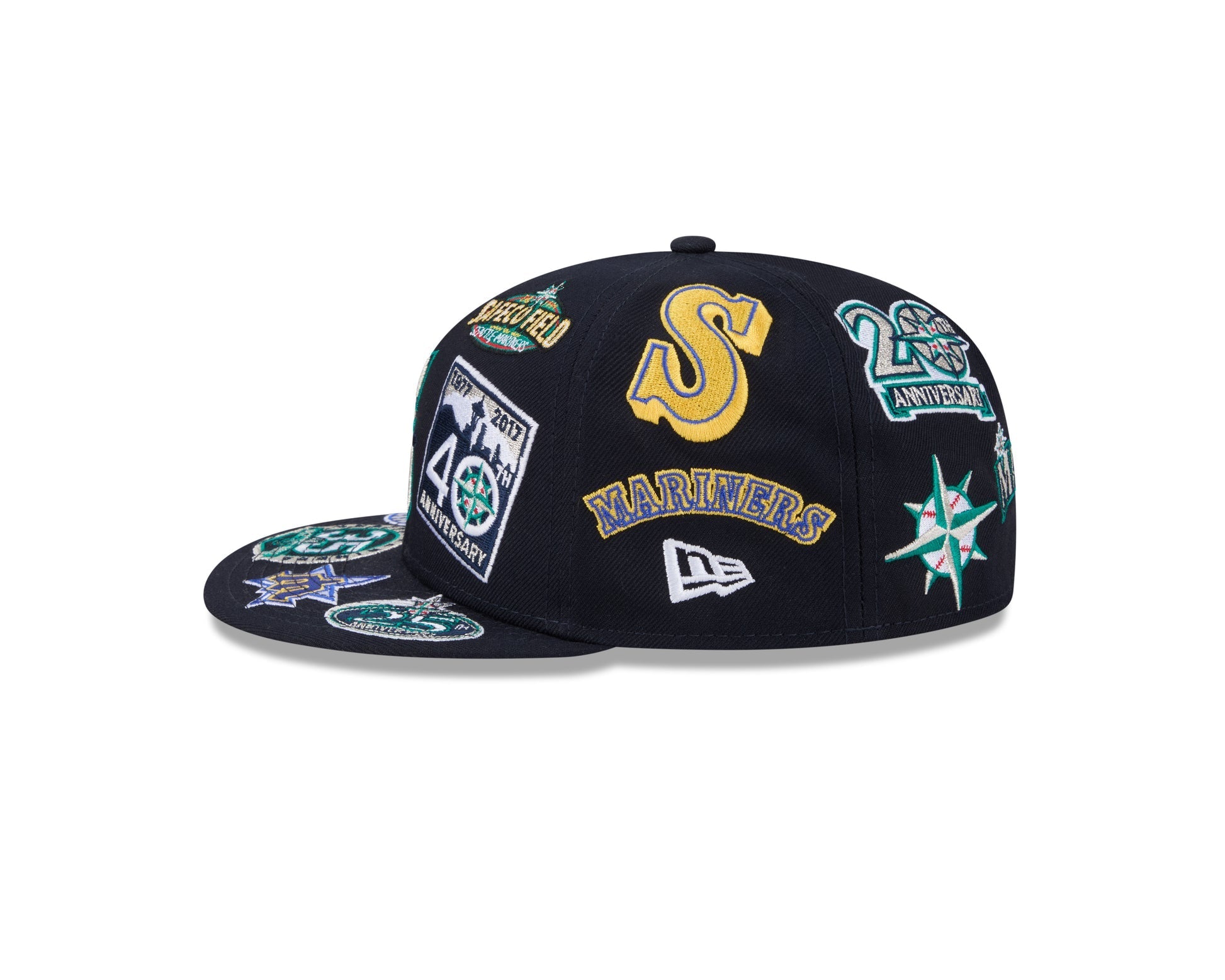 Seattle Mariners MLB All Over Patch 59FIFTY Fitted New Era Official Team Hat Sports Fan Cap Official NFL Team Hat Football Fan Cap