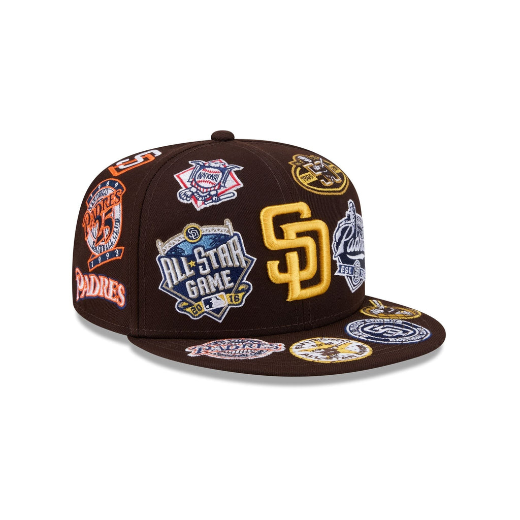 San Diego Padres MLB All Over Patch 59FIFTY New Era Official Team Hat Sports Fan Cap Official NFL Team Hat Football Fan Cap