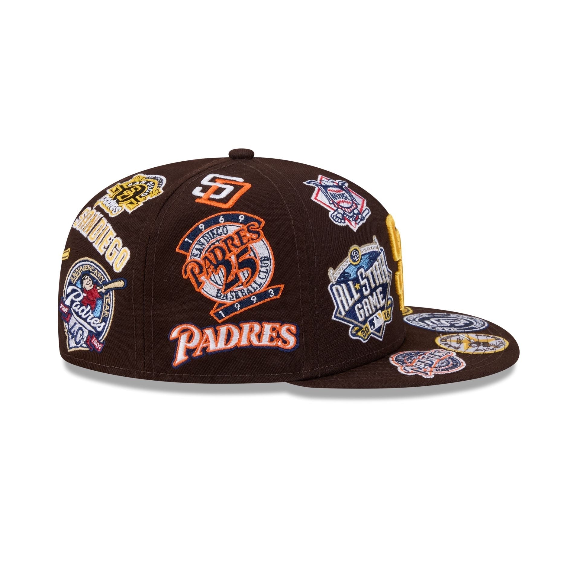 San Diego Padres MLB All Over Patch 59FIFTY New Era Official Team Hat Sports Fan Cap Official NFL Team Hat Football Fan Cap