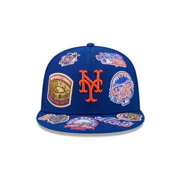 New York Mets MLB All Over Patch 59FIFTY Fitted New Era Official Team Hat Sports Fan Cap Official NFL Team Hat Football Fan Cap