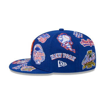 New York Mets MLB All Over Patch 59FIFTY Fitted New Era Official Team Hat Sports Fan Cap Official NFL Team Hat Football Fan Cap