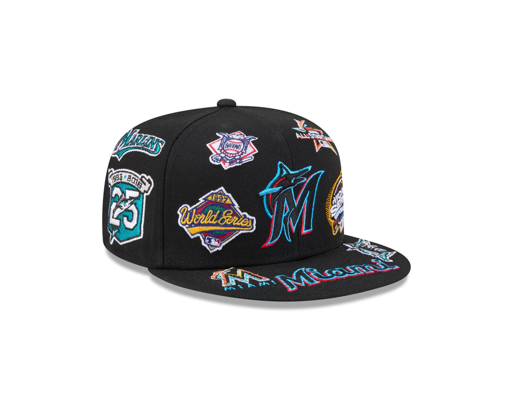 Miami Marlins MLB All Over Patch 59FIFTY New Era Official Team Hat Sports Fan Cap Official NFL Team Hat Football Fan Cap