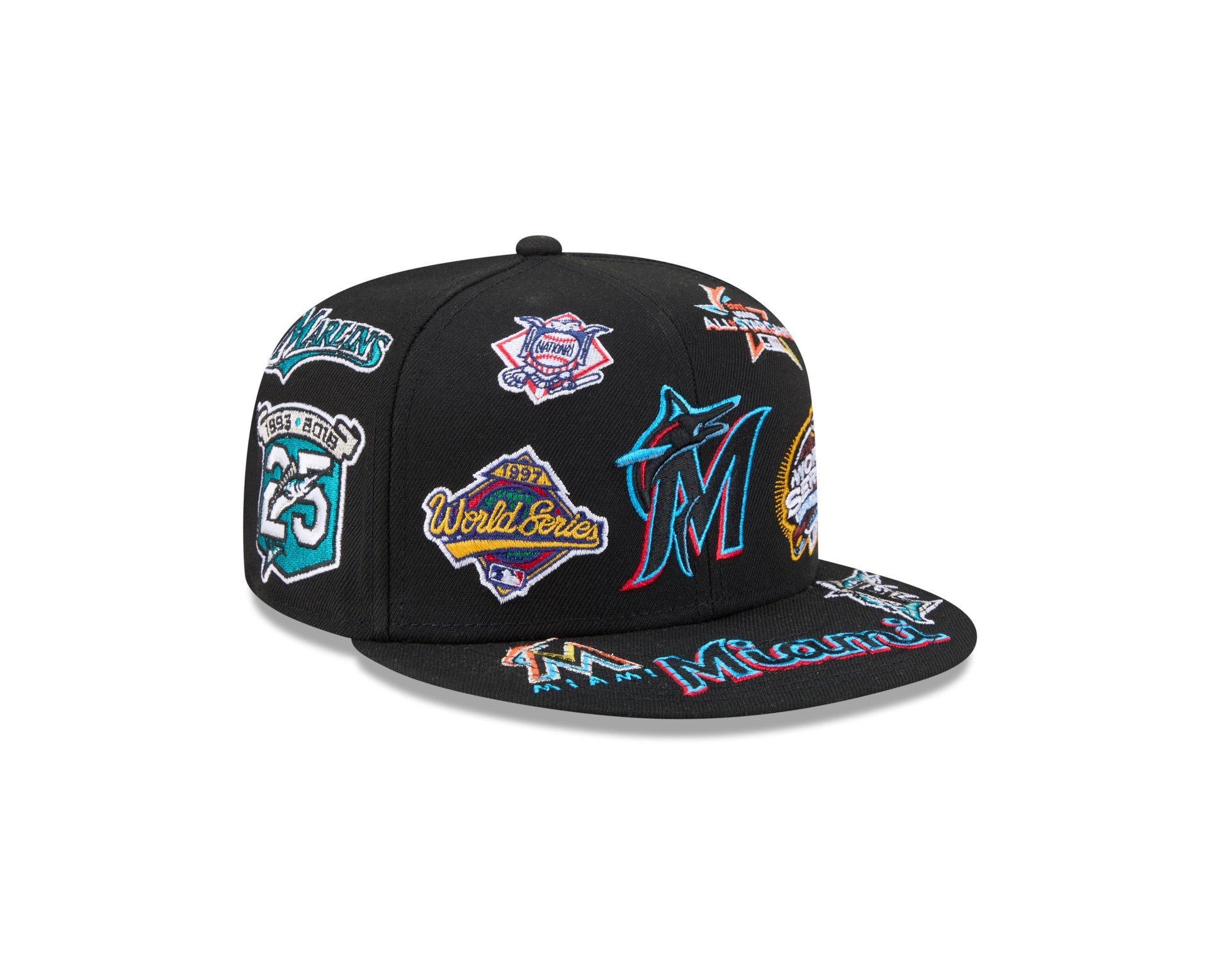 Miami Marlins MLB All Over Patch 59FIFTY New Era Official Team Hat Sports Fan Cap Official NFL Team Hat Football Fan Cap