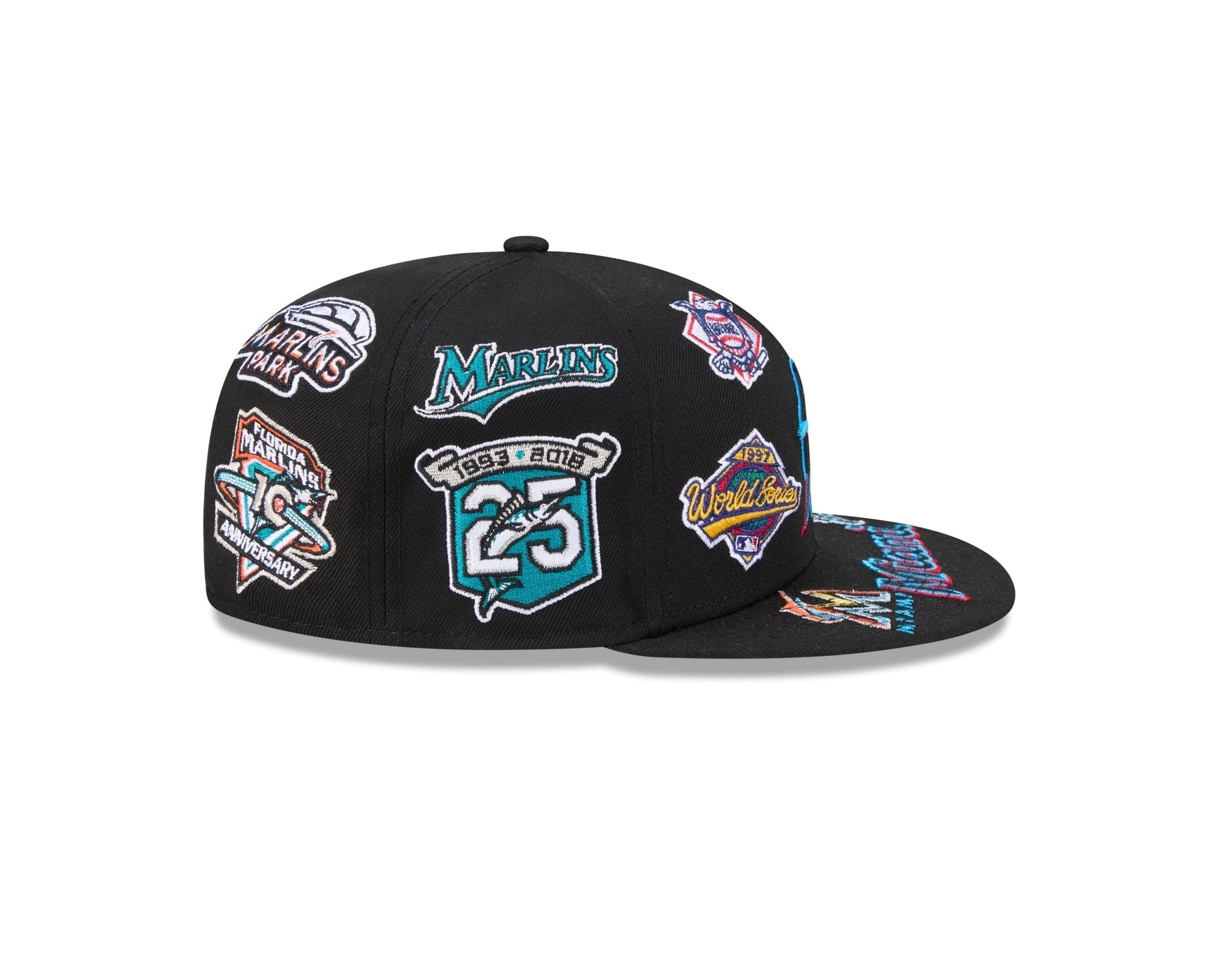 Miami Marlins MLB All Over Patch 59FIFTY New Era Official Team Hat Sports Fan Cap Official NFL Team Hat Football Fan Cap