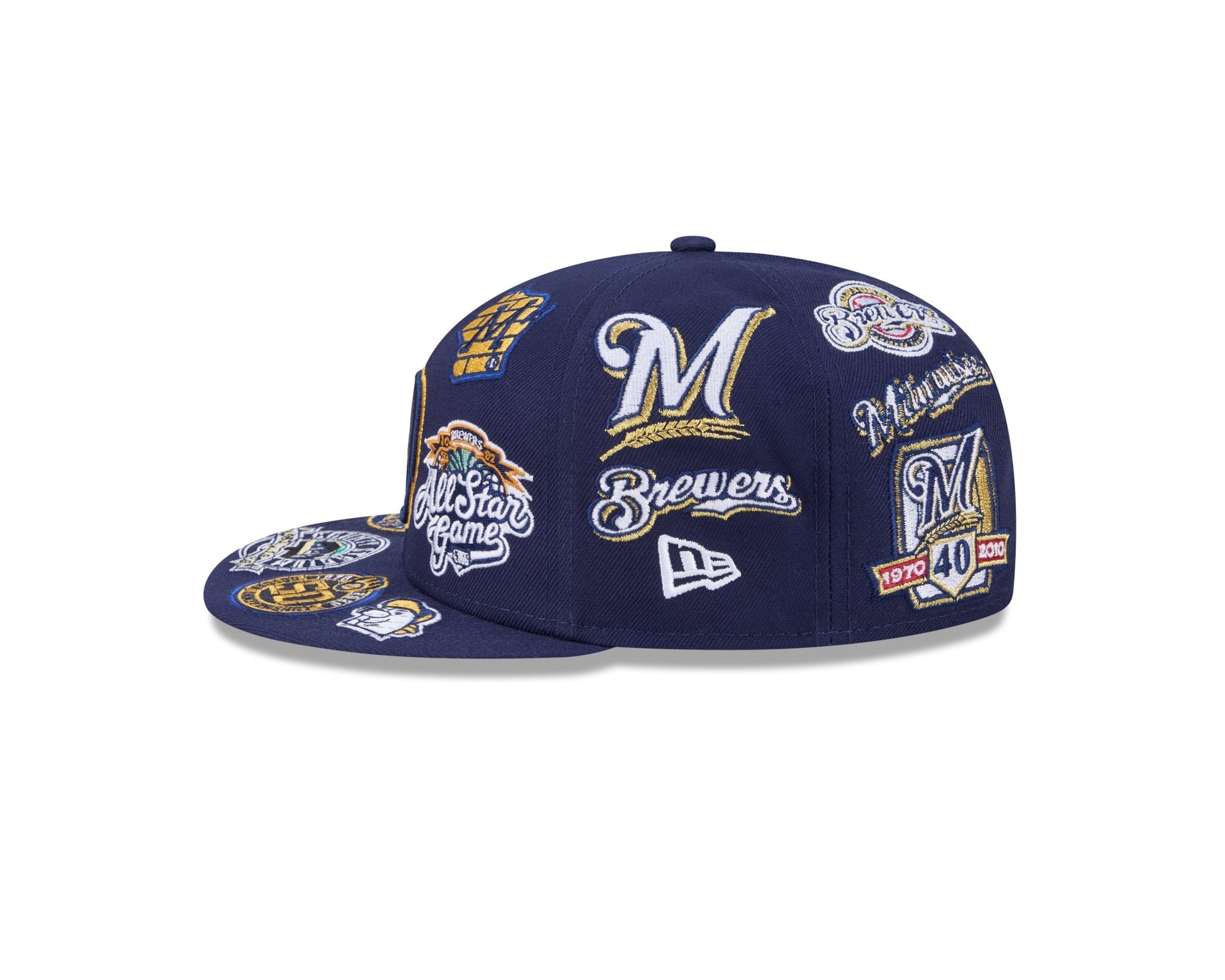 Milwaukee Brewers MLB All Over Patch 59FIFTY Fitted New Era Official Team Hat Sports Fan Cap Official NFL Team Hat Football Fan Cap