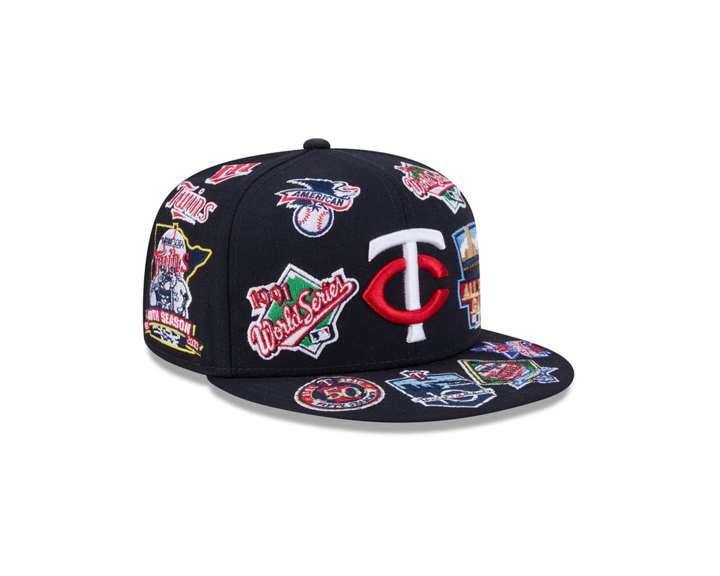 Minnesota Twins MLB All Over Patch 59FIFTY Fitted New Era Official Team Hat Sports Fan Cap Official NFL Team Hat Football Fan Cap