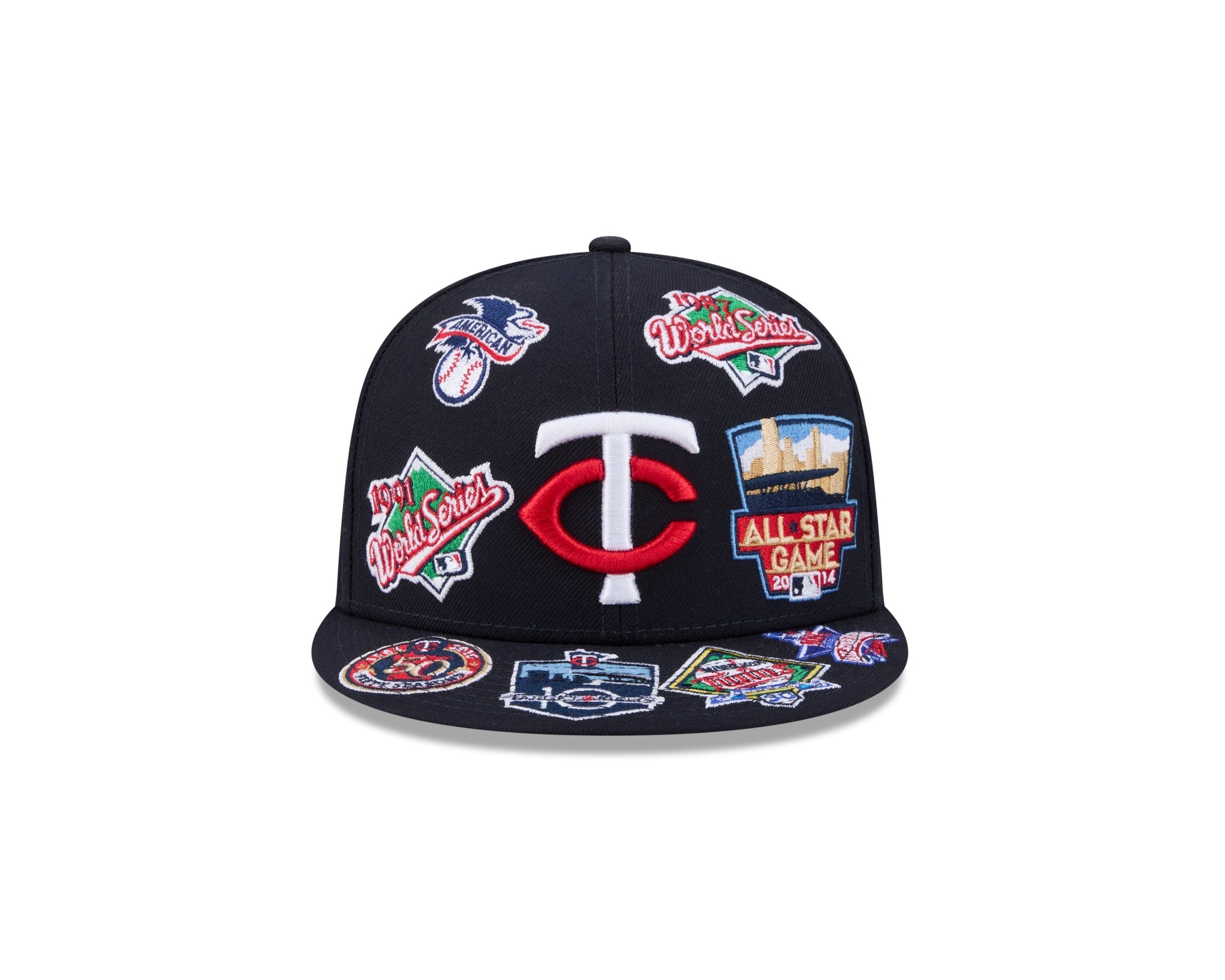 Minnesota Twins MLB All Over Patch 59FIFTY Fitted New Era Official Team Hat Sports Fan Cap Official NFL Team Hat Football Fan Cap
