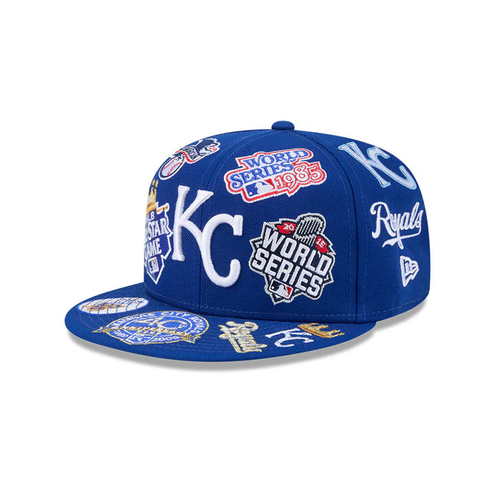 Kansas Royals MLB All Over Patch 59FIFTY Fitted New Era Official Team Hat Sports Fan Cap Official NFL Team Hat Football Fan Cap