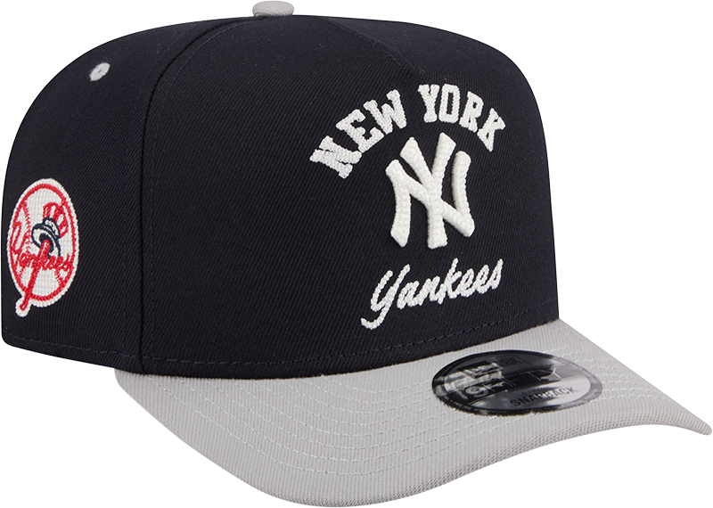 New York Yankees New Era Arched Navy A-Frame 9FIFTY Snapback Hat Official Team Hat Sports Fan Cap Official NFL Team Hat Football Fan Cap
