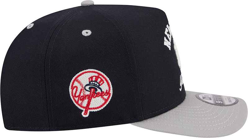 New York Yankees New Era Arched Navy A-Frame 9FIFTY Snapback Hat Official Team Hat Sports Fan Cap Official NFL Team Hat Football Fan Cap