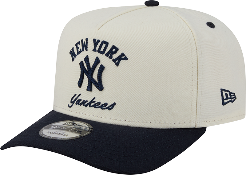 New York Yankees New Era Arched Ivory A-Frame 9FIFTY Snapback Hat Official Team Hat Sports Fan Cap Official NFL Team Hat Football Fan Cap