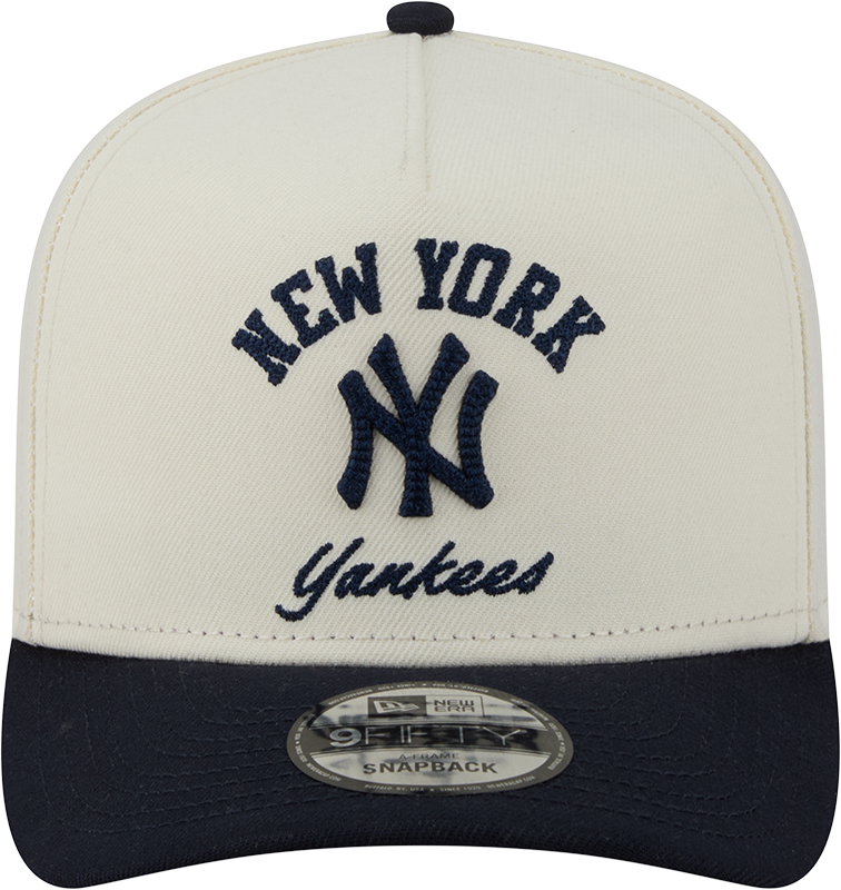 New York Yankees New Era Arched Ivory A-Frame 9FIFTY Snapback Hat Official Team Hat Sports Fan Cap Official NFL Team Hat Football Fan Cap