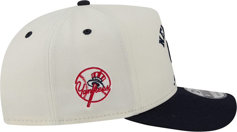 New York Yankees New Era Arched Ivory A-Frame 9FIFTY Snapback Hat Official Team Hat Sports Fan Cap Official NFL Team Hat Football Fan Cap