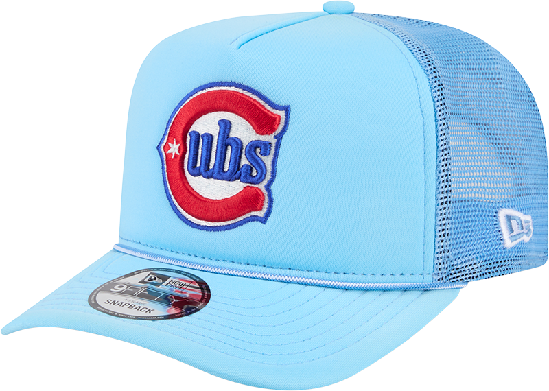 Chicago Cubs New Era Blue Worn A-Frame 9FIFTY Trucker Snapback Hat Official Team Hat Sports Fan Cap Official NFL Team Hat Football Fan Cap