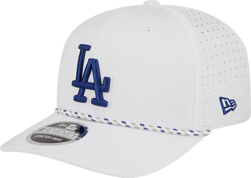 Los Angeles Dodgers New Era White Sport Rope 9SEVENTY Stretch Snap Adjustable Hat Official Team Hat Sports Fan Cap Official NFL Team Hat Football Fan