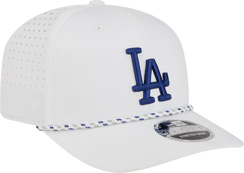 Los Angeles Dodgers New Era White Sport Rope 9SEVENTY Stretch Snap Adjustable Hat Official Team Hat Sports Fan Cap Official NFL Team Hat Football Fan