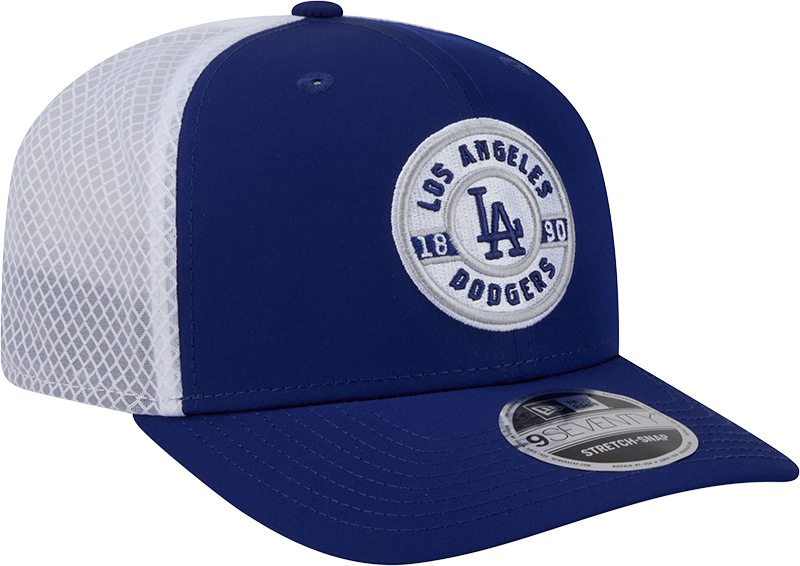 Men s Los Angeles Dodgers New Era Circle Patch 9SEVENTY Trucker Adjustable Hat Official Team Hat Sports Fan Cap Official NFL Team Hat Football Fan Cap