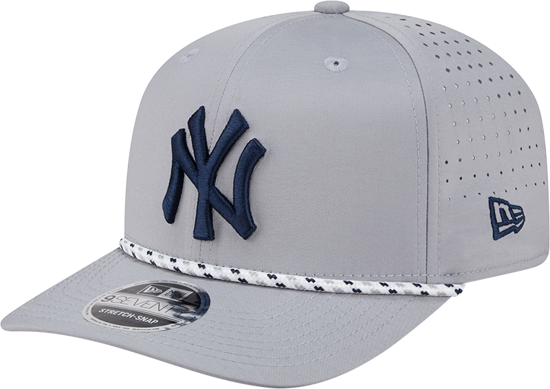 New York Yankees Grey Sport Rope 9SEVENTY Stretch Snap Adjustable Hat Official Team Hat Sports Fan Cap Official NFL Team Hat Football Fan Cap