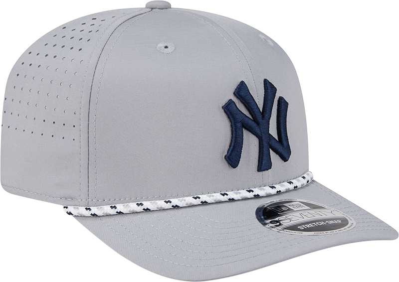 New York Yankees Grey Sport Rope 9SEVENTY Stretch Snap Adjustable Hat Official Team Hat Sports Fan Cap Official NFL Team Hat Football Fan Cap