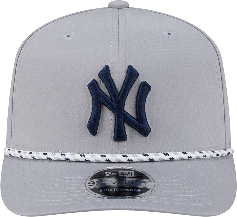 New York Yankees Grey Sport Rope 9SEVENTY Stretch Snap Adjustable Hat Official Team Hat Sports Fan Cap Official NFL Team Hat Football Fan Cap