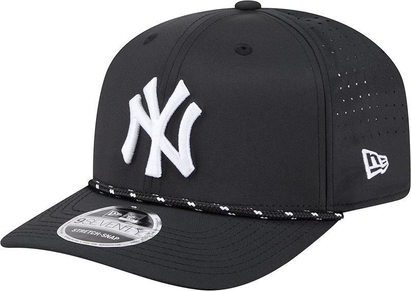 New York Yankees Black Sport Rope 9SEVENTY Stretch Snap Adjustable Hat Official Team Hat Sports Fan Cap Official NFL Team Hat Football Fan Cap