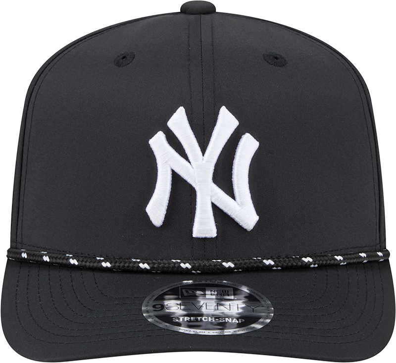New York Yankees Black Sport Rope 9SEVENTY Stretch Snap Adjustable Hat Official Team Hat Sports Fan Cap Official NFL Team Hat Football Fan Cap