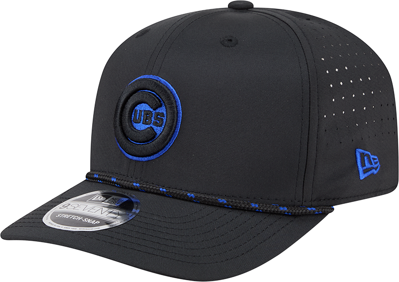 Chicago Cubs New Era Black Bullseye Sport Rope 9SEVENTY Stretch Snap Adjustable Hat Official Team Hat Sports Fan Cap Official NFL Team Hat Football