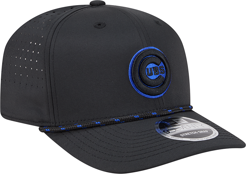 Chicago Cubs New Era Black Bullseye Sport Rope 9SEVENTY Stretch Snap Adjustable Hat Official Team Hat Sports Fan Cap Official NFL Team Hat Football