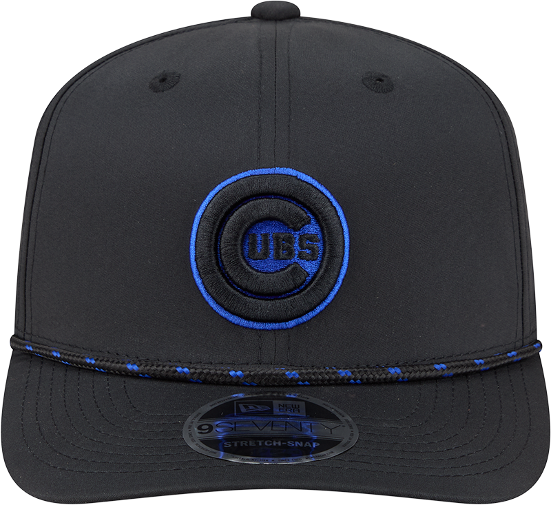 Chicago Cubs New Era Black Bullseye Sport Rope 9SEVENTY Stretch Snap Adjustable Hat Official Team Hat Sports Fan Cap Official NFL Team Hat Football