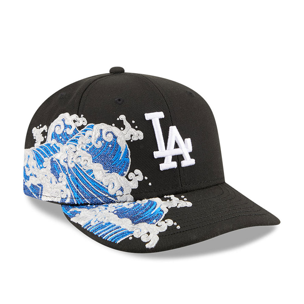 Los Angeles Dodgers MLB Waves 59FIFTY Fitted New Era Black White Official Team Hat Sports Fan Cap Official NFL Team Hat Football Fan Cap