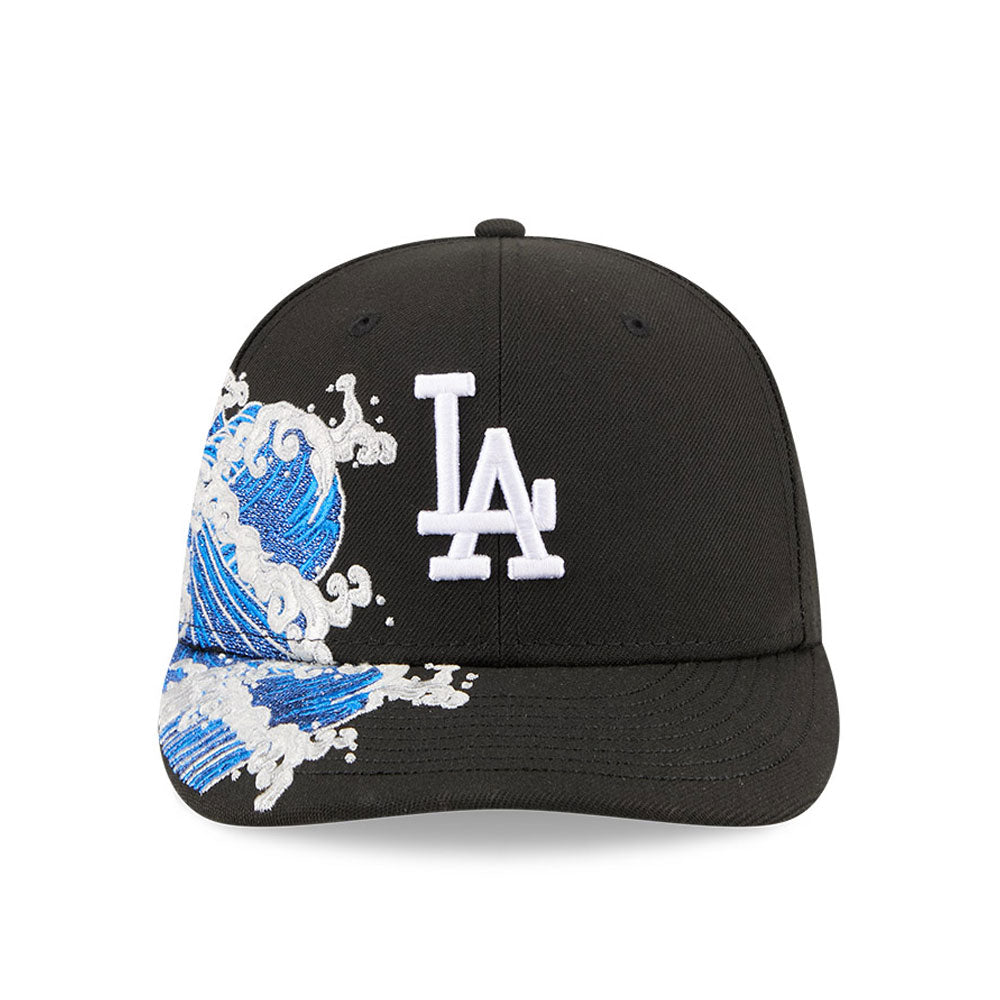 Los Angeles Dodgers MLB Waves 59FIFTY Fitted New Era Black White Official Team Hat Sports Fan Cap Official NFL Team Hat Football Fan Cap
