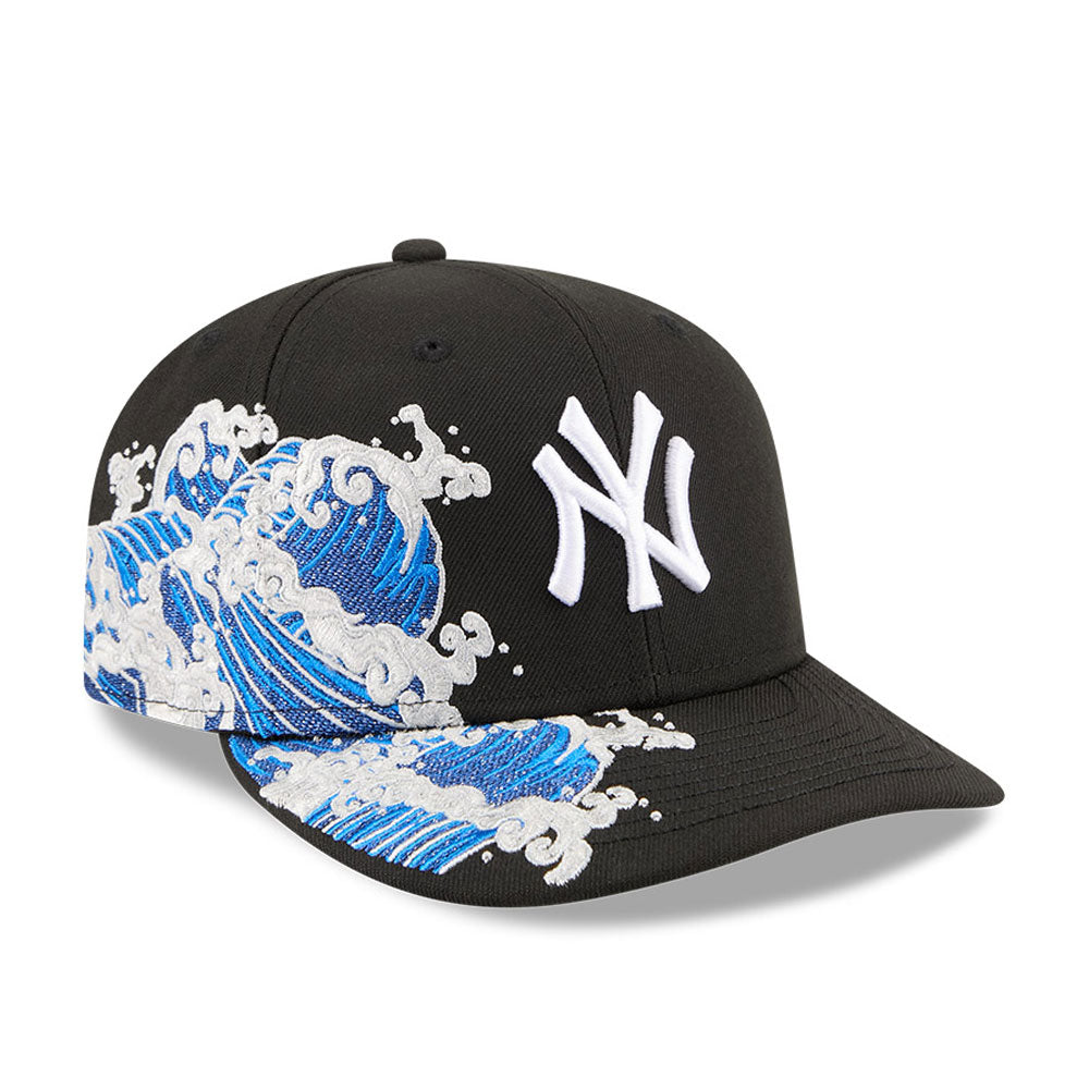 New York Yankees MLB Waves 59FIFTY Fitted New Era Black White Official Team Hat Sports Fan Cap Official NFL Team Hat Football Fan Cap