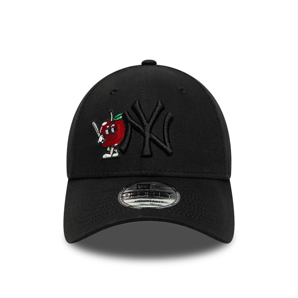 New York Yankees MLB Apple Icon 9Forty Strapback Black Official Team Hat Sports Fan Cap Official NFL Team Hat Football Fan Cap