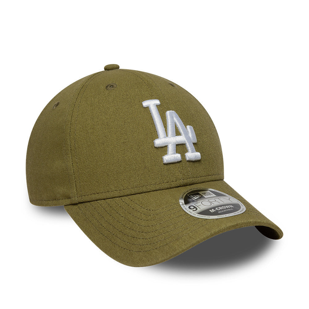 Los Angeles Dodgers MLB Linnen 9FORTY M Crown Snapback New Era Olive Official Team Hat Sports Fan Cap Official NFL Team Hat Football Fan Cap