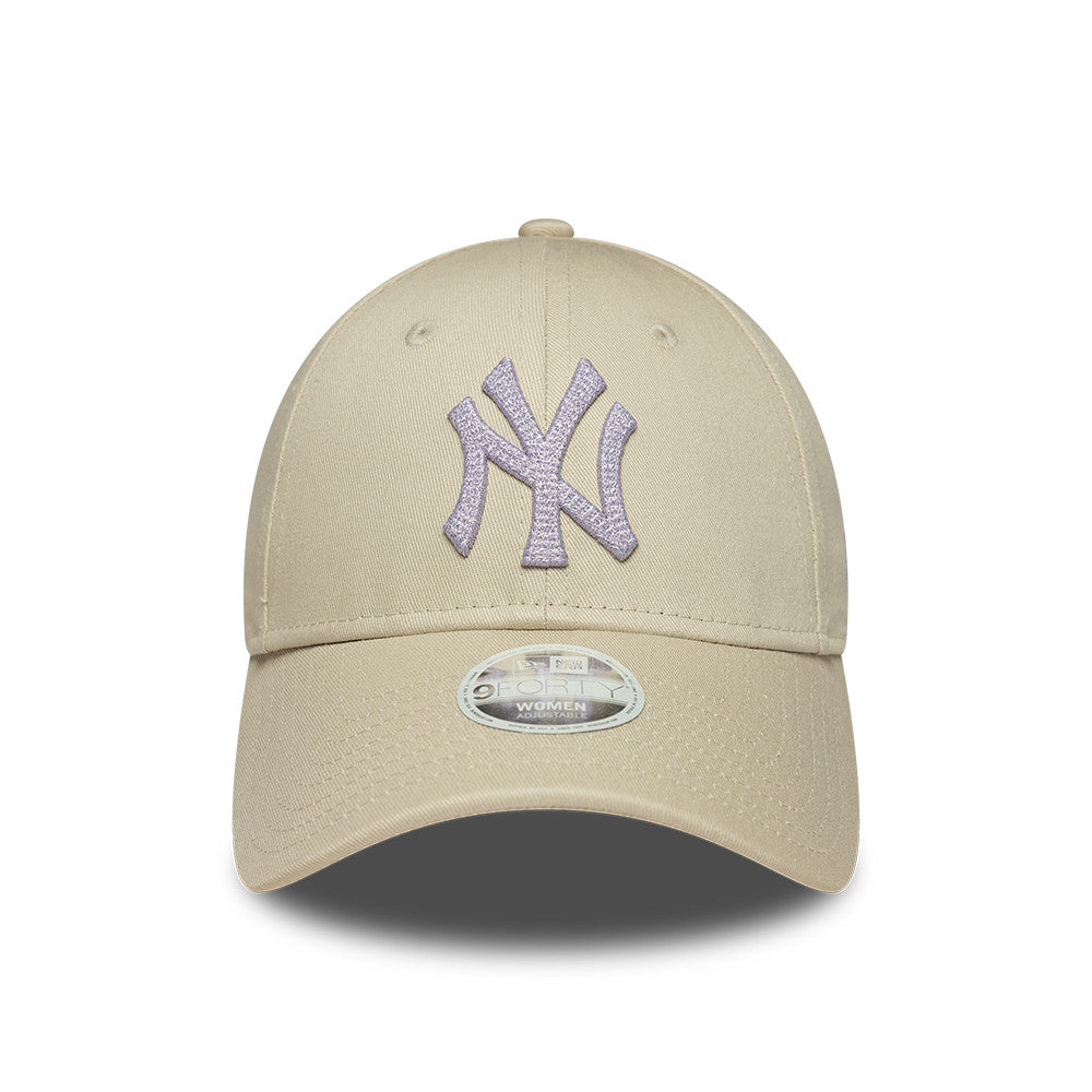 New York Yankees MLB Womens Metallic 9Forty Strapback Beige Purple Official Team Hat Sports Fan Cap Official NFL Team Hat Football Fan Cap