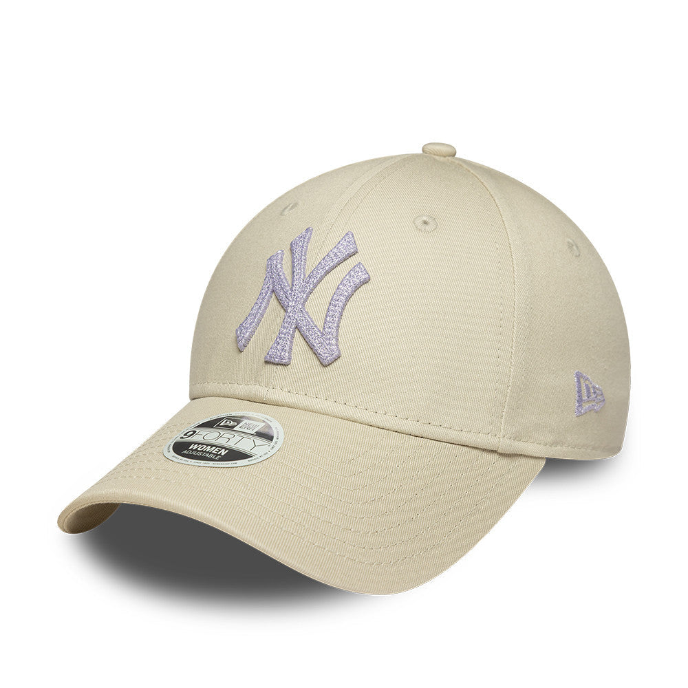 New York Yankees MLB Womens Metallic 9Forty Strapback Beige Purple Official Team Hat Sports Fan Cap Official NFL Team Hat Football Fan Cap