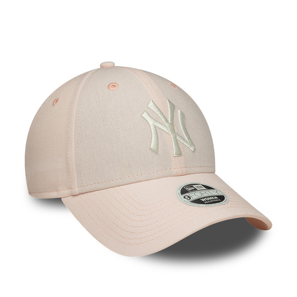 New York Yankees MLB Linnen 9FORTY Women Strapback New Era Pink White Official Team Hat Sports Fan Cap Official NFL Team Hat Football Fan Cap