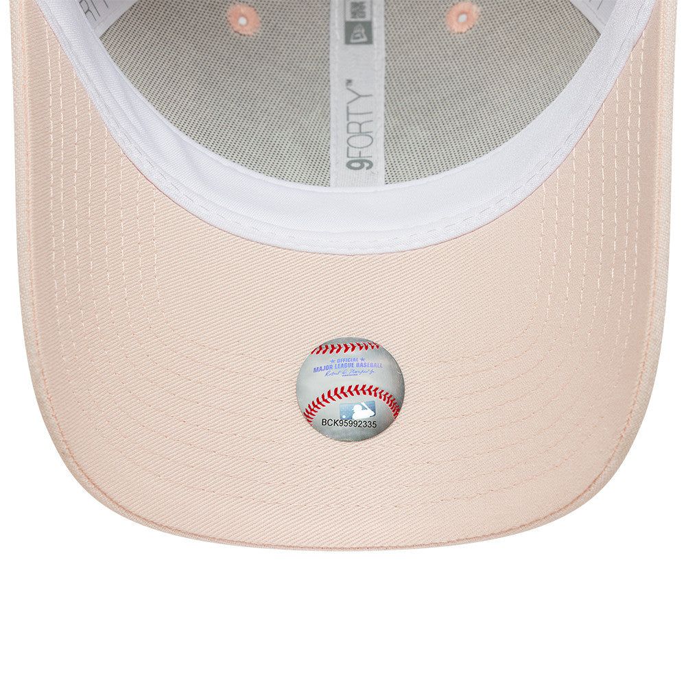 New York Yankees MLB Linnen 9FORTY Women Strapback New Era Pink White Official Team Hat Sports Fan Cap Official NFL Team Hat Football Fan Cap