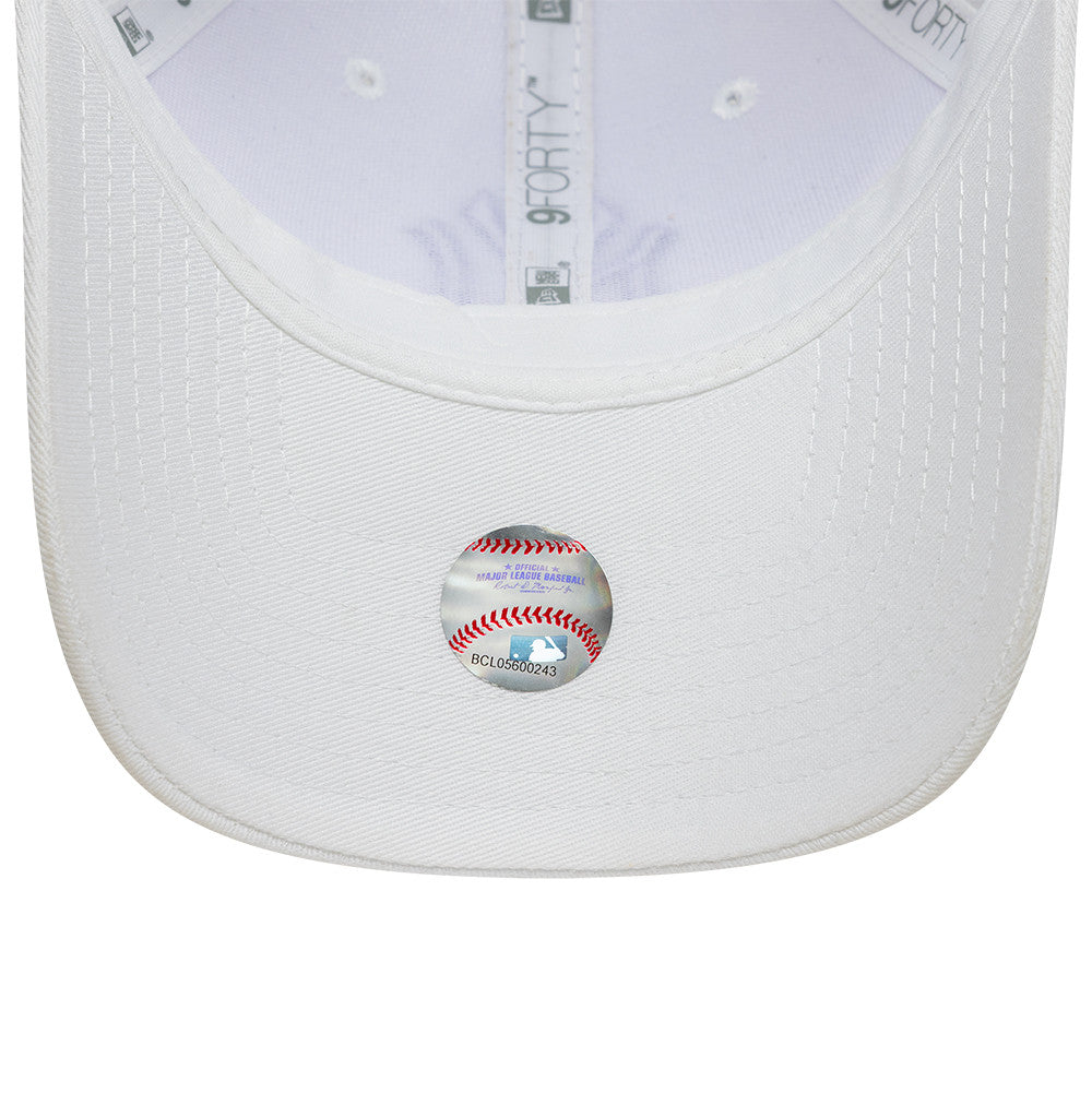 New York Yankees MLB League Essential 9FORTY Women Strapback New Era White Purple Official Team Hat Sports Fan Cap Official NFL Team Hat Football Fan