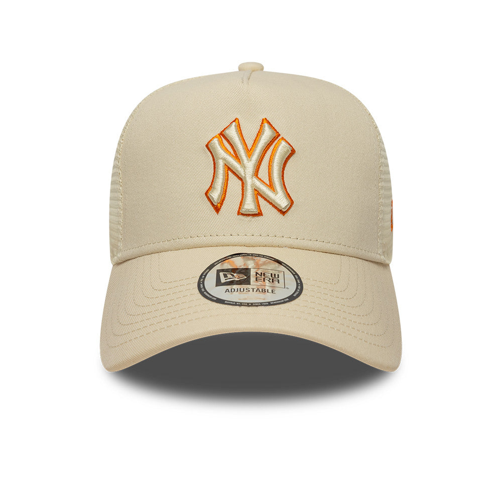 New York Yankees MLB Trucker Snapback New Era Beige Orange Official Team Hat Sports Fan Cap Official NFL Team Hat Football Fan Cap