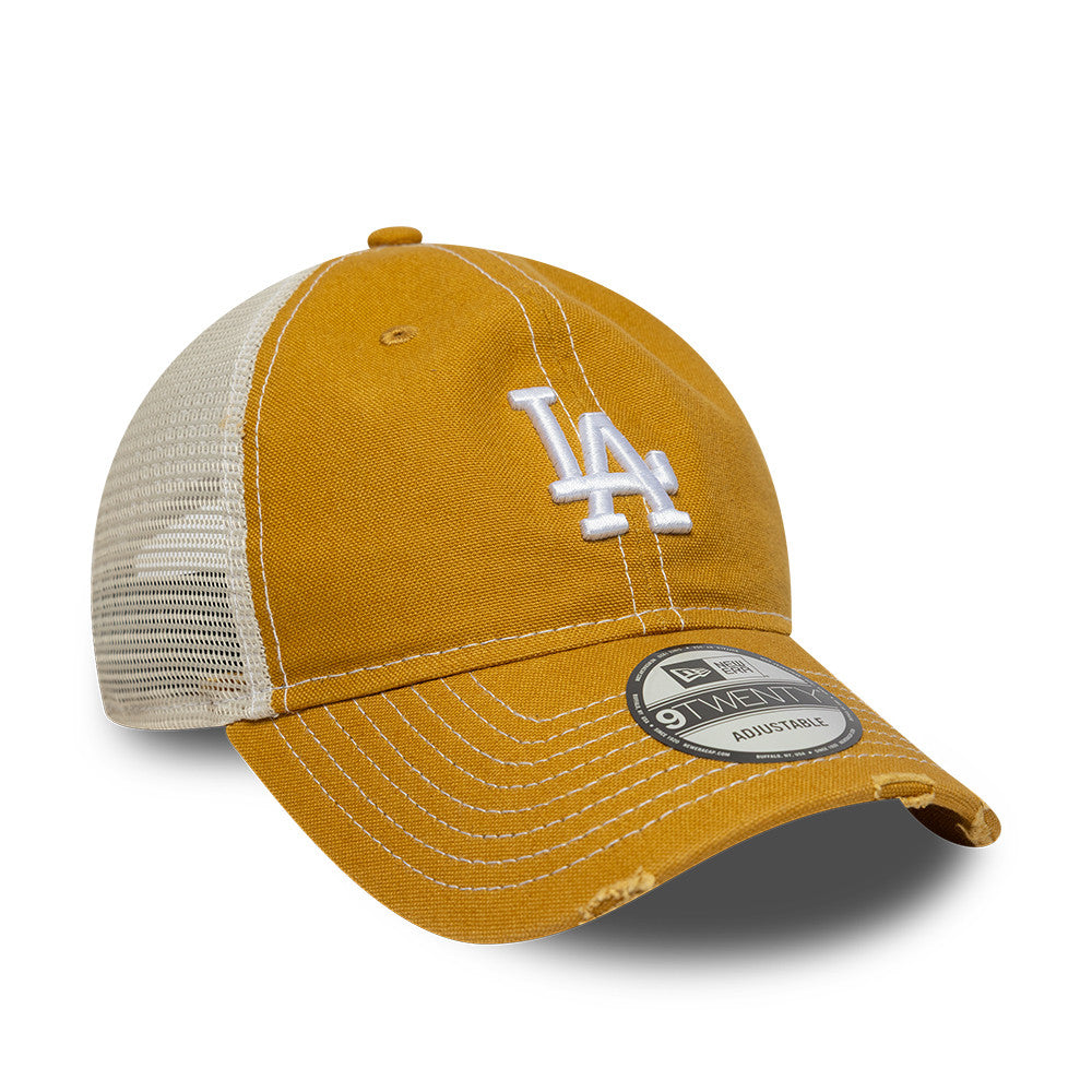 Los Angeles Dodgers MLB Distressed Cotton Canvas 9TWENTY Trucker New Era Official Team Hat Sports Fan Cap Official NFL Team Hat Football Fan Cap