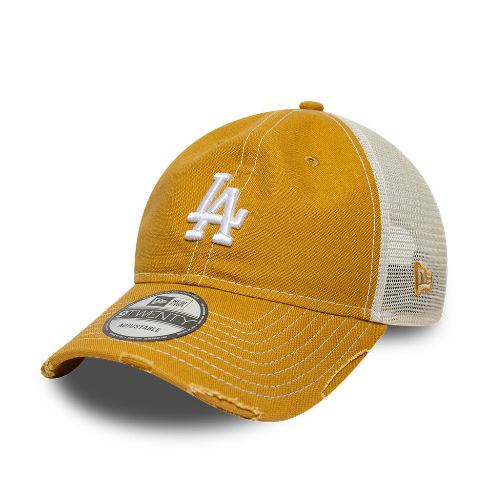 Los Angeles Dodgers MLB Distressed Cotton Canvas 9TWENTY Trucker New Era Official Team Hat Sports Fan Cap Official NFL Team Hat Football Fan Cap