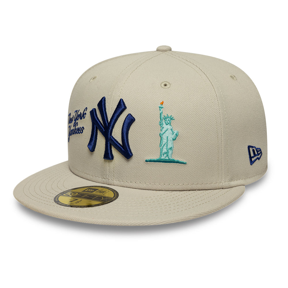 New York Yankees MLB City Icon 59FIFTY Fitted New Era Stone Blue Official Team Hat Sports Fan Cap Official NFL Team Hat Football Fan Cap