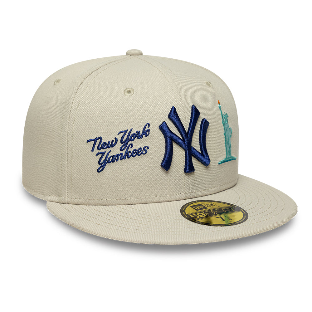 New York Yankees MLB City Icon 59FIFTY Fitted New Era Stone Blue Official Team Hat Sports Fan Cap Official NFL Team Hat Football Fan Cap