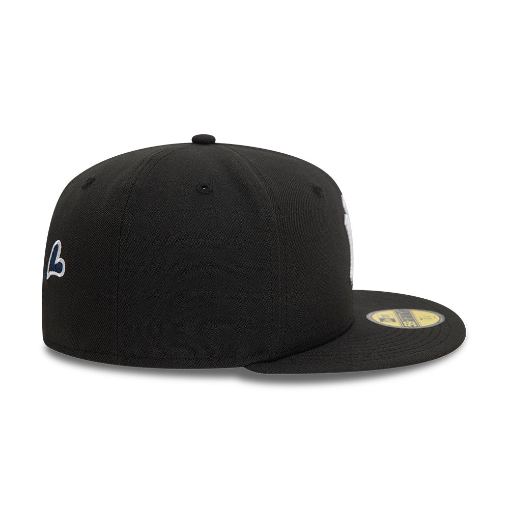 New York Yankees MLB Heart Icon 59FIFTY Fitted New Era Black White Official Team Hat Sports Fan Cap Official NFL Team Hat Football Fan Cap