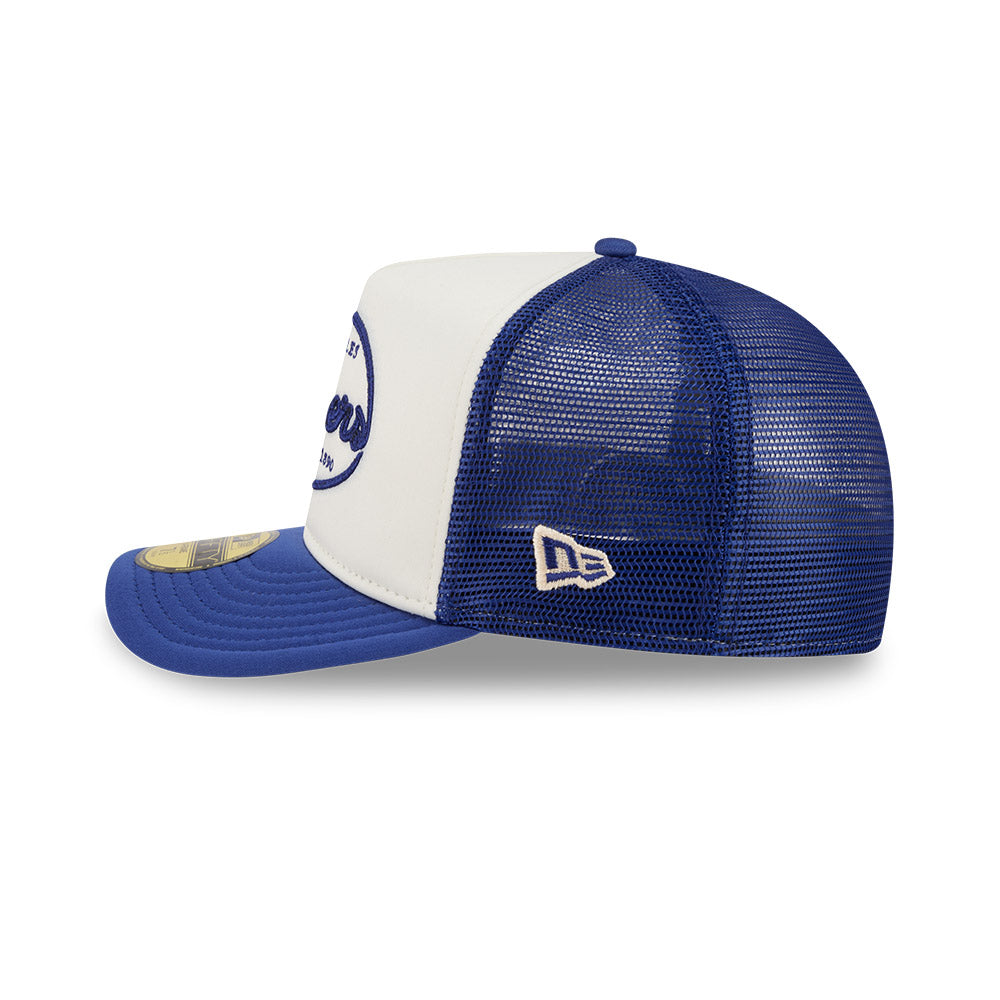 Los Angeles Dodgers MLB 5950 Day Fitted Trucker A-Frame New Era White Blue Official Team Hat Sports Fan Cap Official NFL Team Hat Football Fan Cap