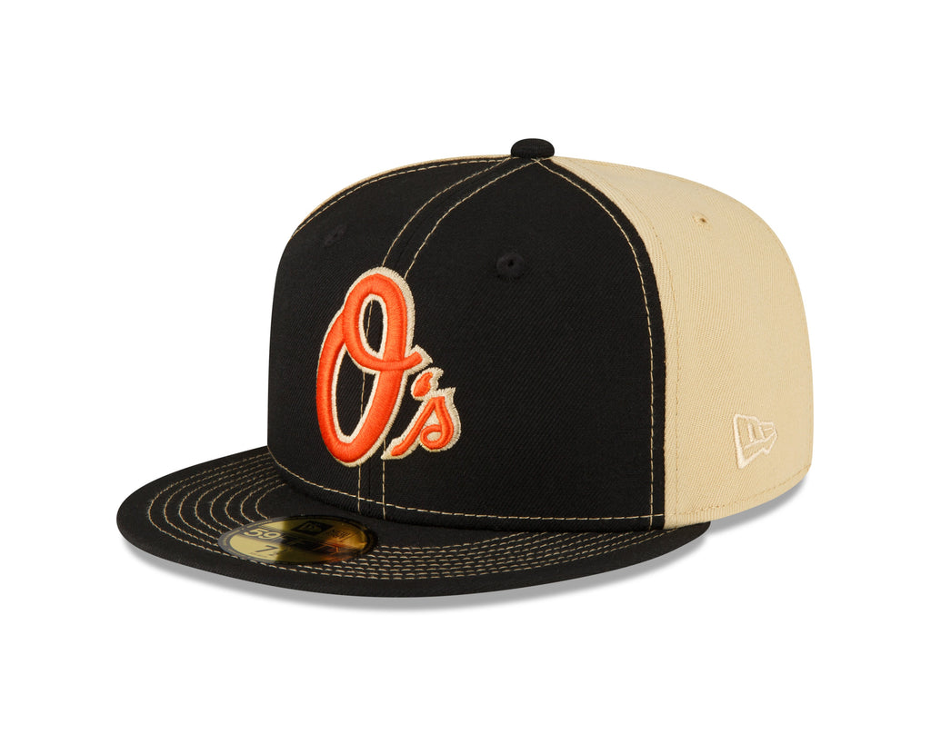 Men s Baltimore Orioles New Era Black Vegas Gold 59FIFTY Fitted Hat Official Team Hat Sports Fan Cap Official NFL Team Hat Football Fan Cap