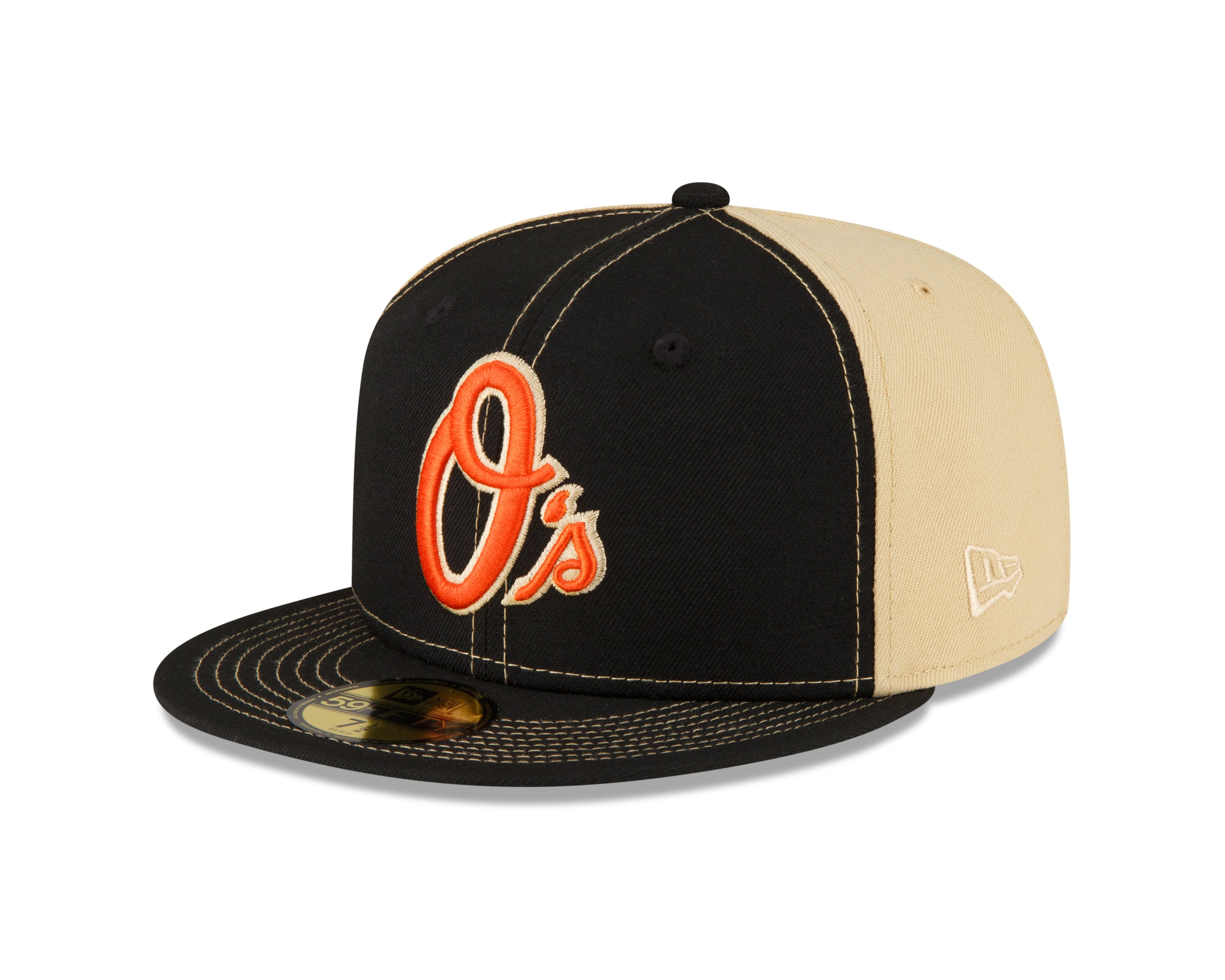 Men s Baltimore Orioles New Era Black Vegas Gold 59FIFTY Fitted Hat Official Team Hat Sports Fan Cap Official NFL Team Hat Football Fan Cap