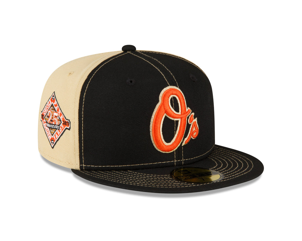 Men s Baltimore Orioles New Era Black Vegas Gold 59FIFTY Fitted Hat Official Team Hat Sports Fan Cap Official NFL Team Hat Football Fan Cap